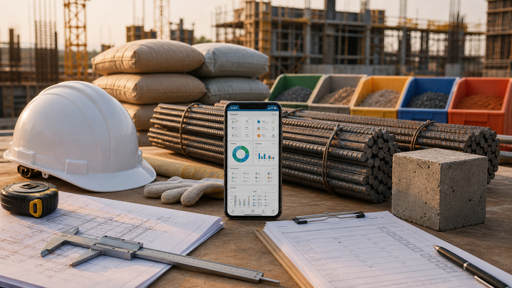 VaasthuSuite Mobile supporting material controls and quality checks at an active construction site