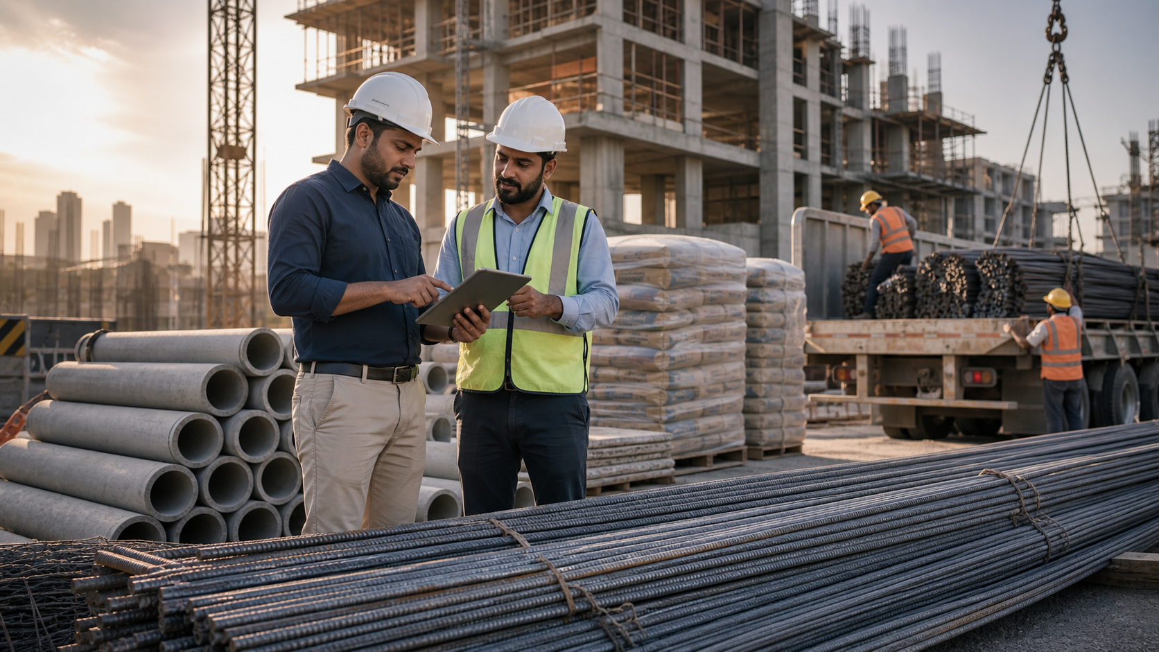 Construction materials received and verified digitally at an active site