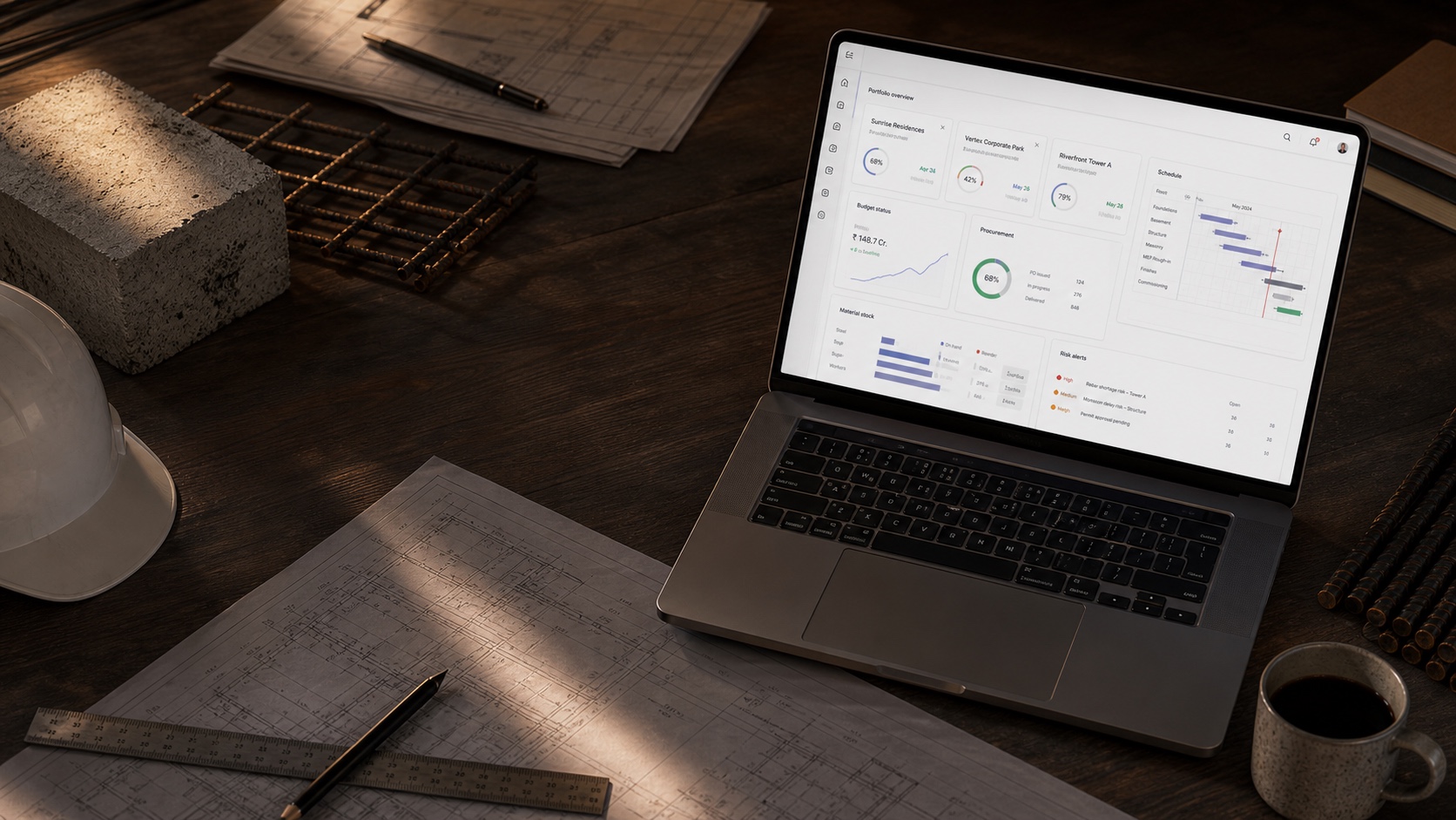 VaasthuSuite finance and portfolio dashboard on a laptop